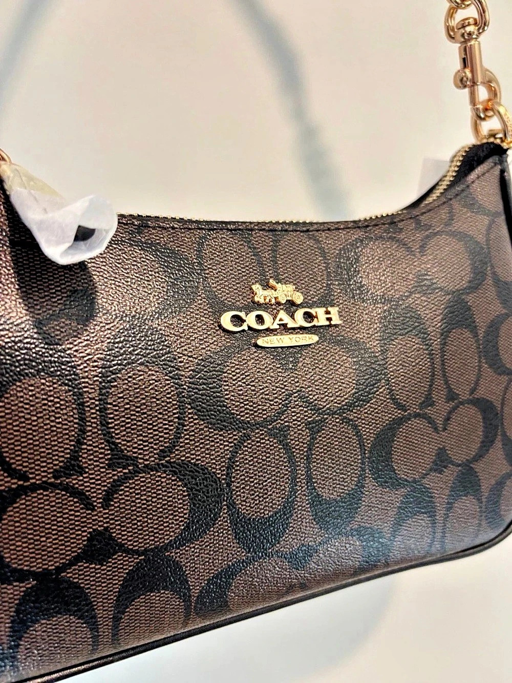 Coach Teri Shoulder Bag In Signature Canvas Brown & Black - Picture 3 of 5